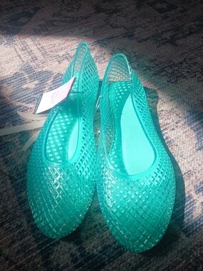 Target Teal Jelly Flats - Women's Breathable Slip-Ons